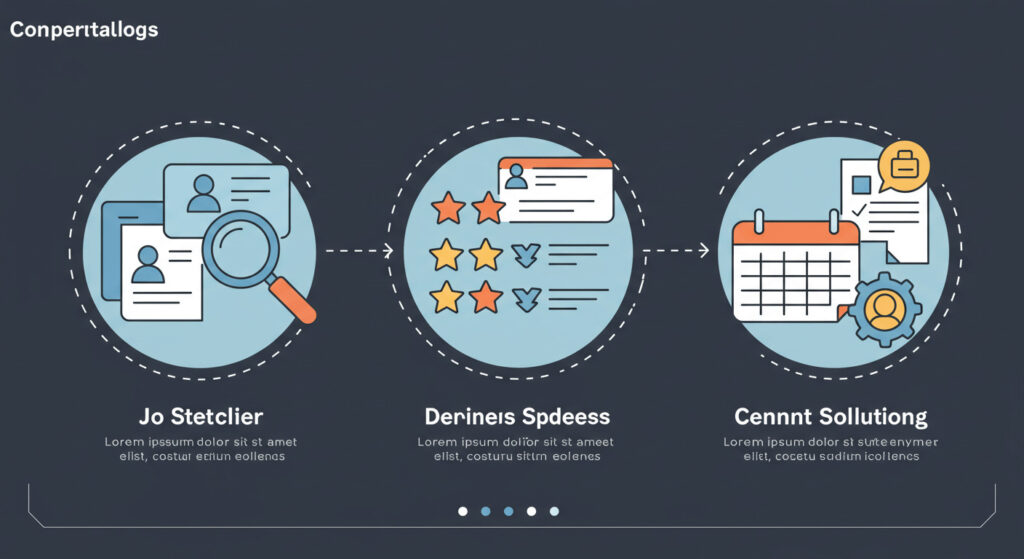 Infographic outlining steps to locate a qualified tax attorney near you: verifying credentials, reading client reviews, and scheduling consultations.